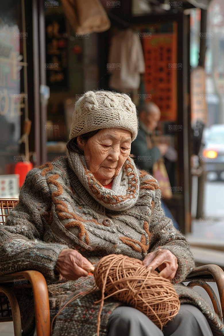 母亲织毛衣背影慈母手中线摄影图