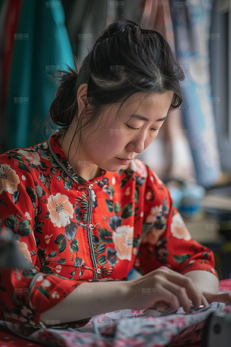 母亲织毛衣母爱老人摄影图