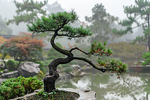 黑松盆景高雅高清摄影图