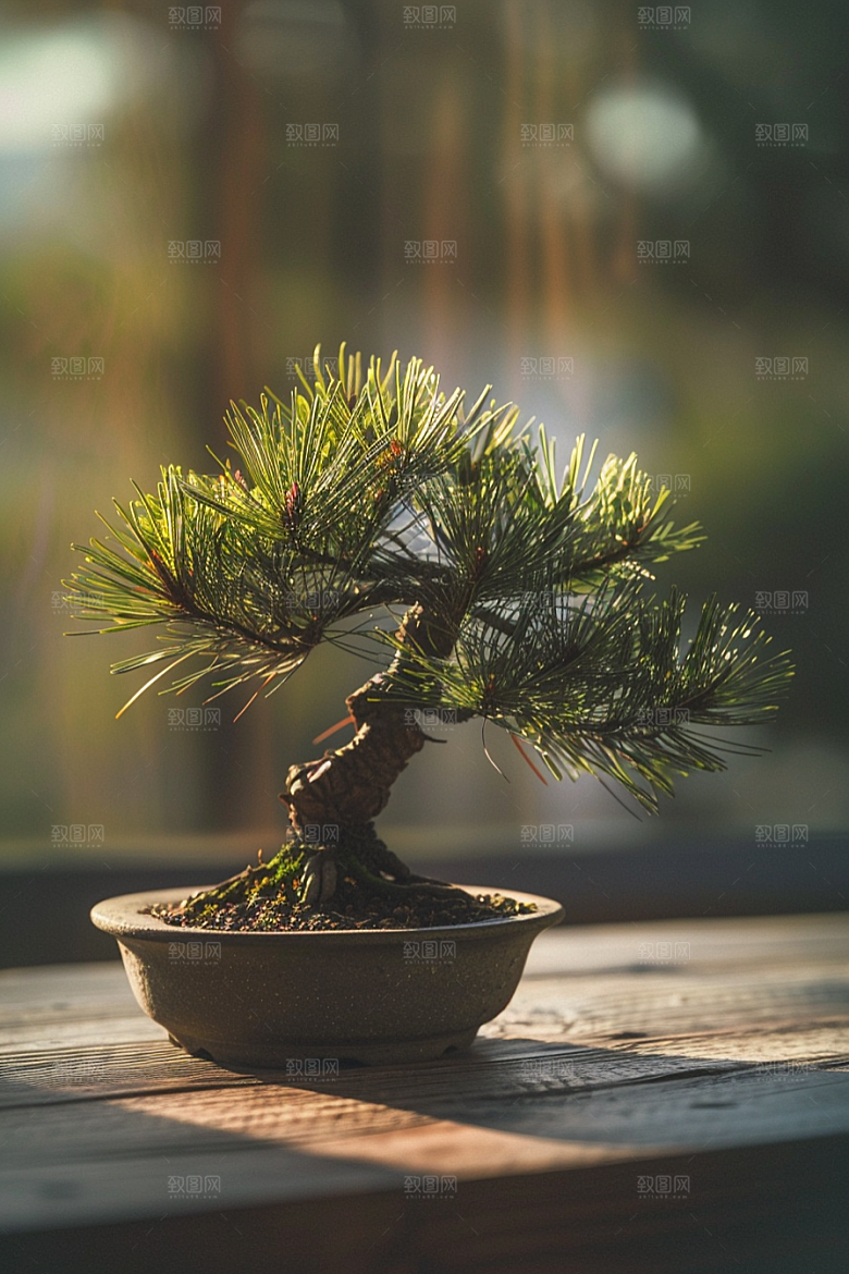 黑松盆景文化中式摄影图