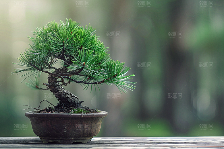 黑松盆景装饰高雅摄影图