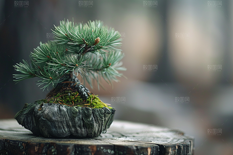 黑松盆景文化装饰摄影图
