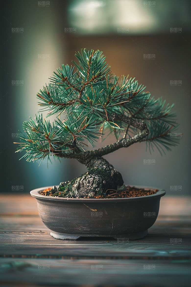 黑松盆景文化自然摄影图