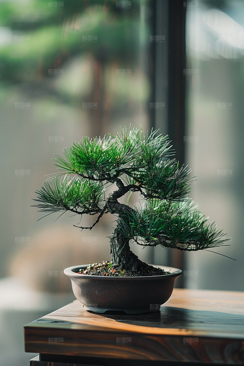 黑松盆景装饰高清摄影图