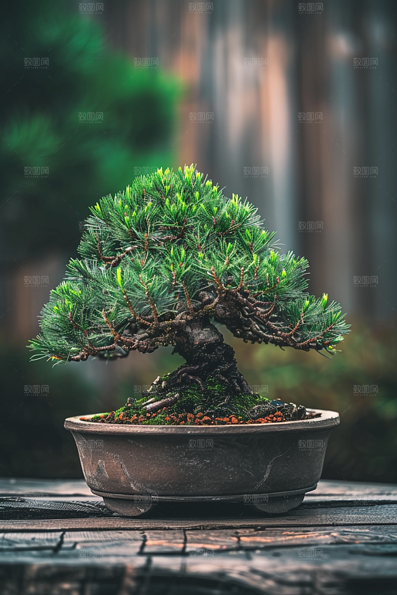 黑松盆景雅致装饰摄影图