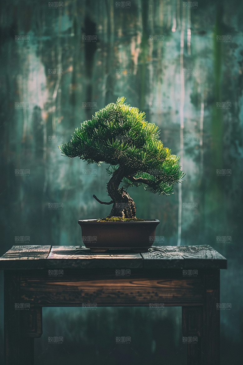 黑松盆景雅致装饰摄影图
