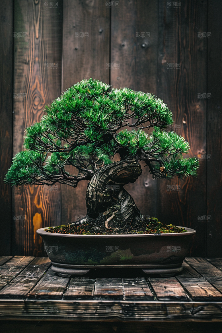 黑松盆景中式中国风摄影图