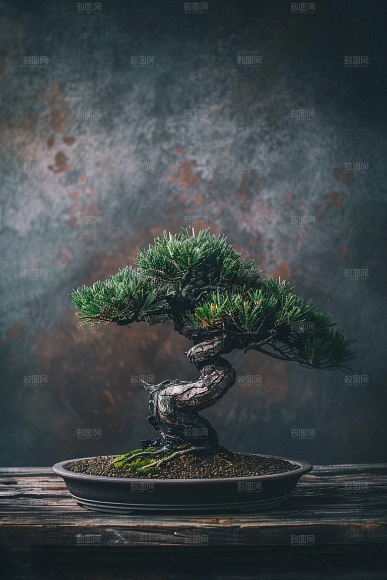 黑松盆景自然中国风摄影图
