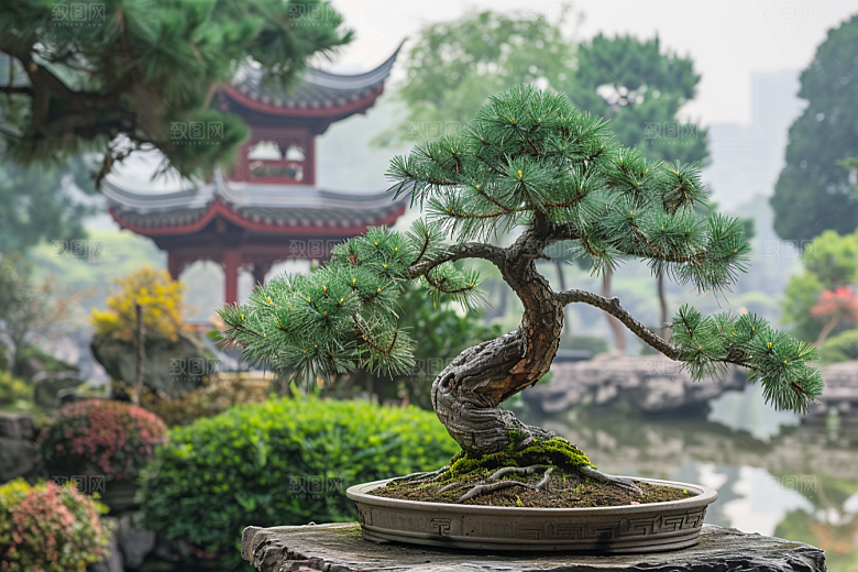 黑松盆景装饰中国风摄影图