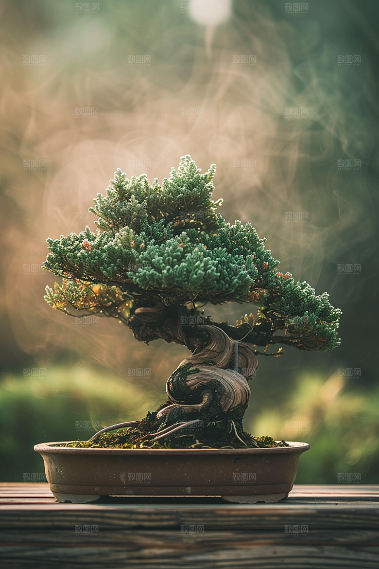 黑松盆景中式雅致摄影图