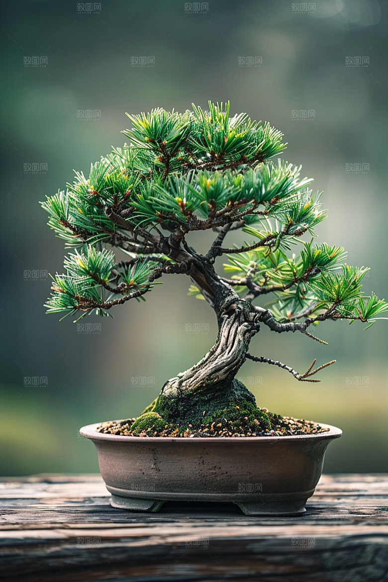 黑松盆景自然高雅摄影图