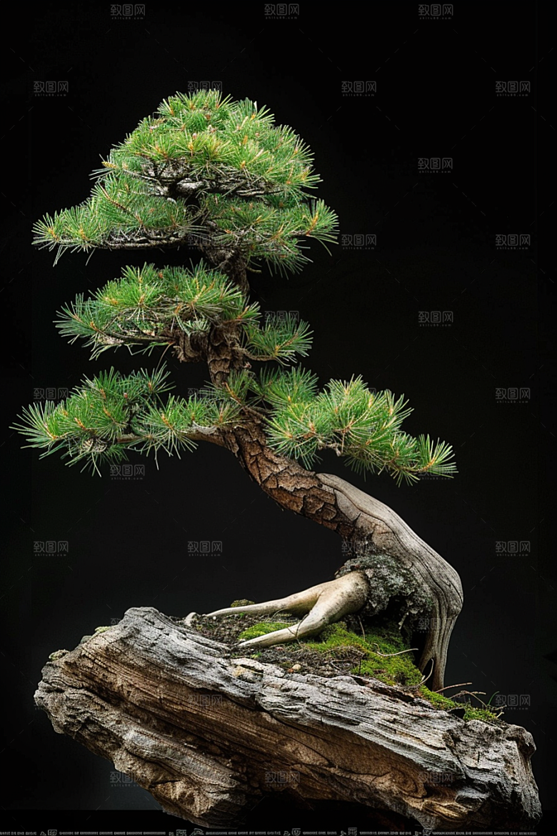 黑松盆景雅致装饰摄影图