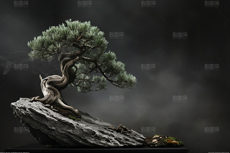 黑松盆景自然中国风摄影图