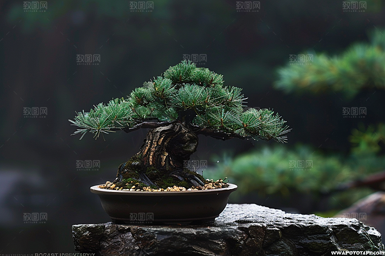 黑松盆景优雅自然摄影图