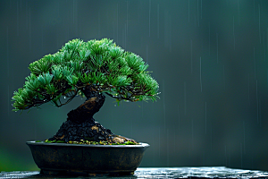 黑松盆景中式雅致摄影图