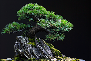 黑松盆景中式植物摄影图
