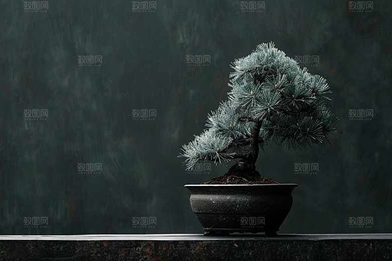 黑松盆景装饰高清摄影图