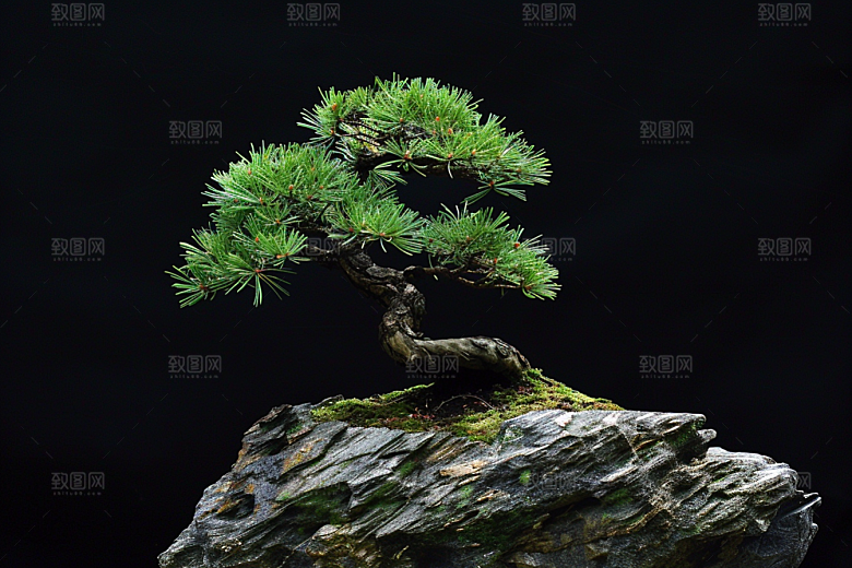 黑松盆景自然优雅摄影图