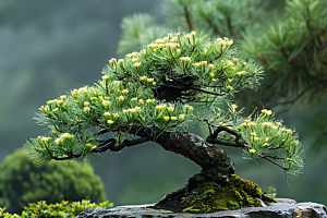 黑松盆景自然植物摄影图