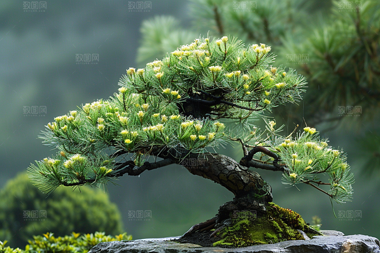黑松盆景自然植物摄影图