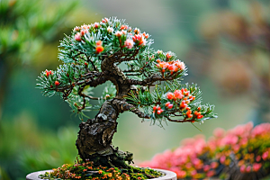 黑松盆景中式植物摄影图