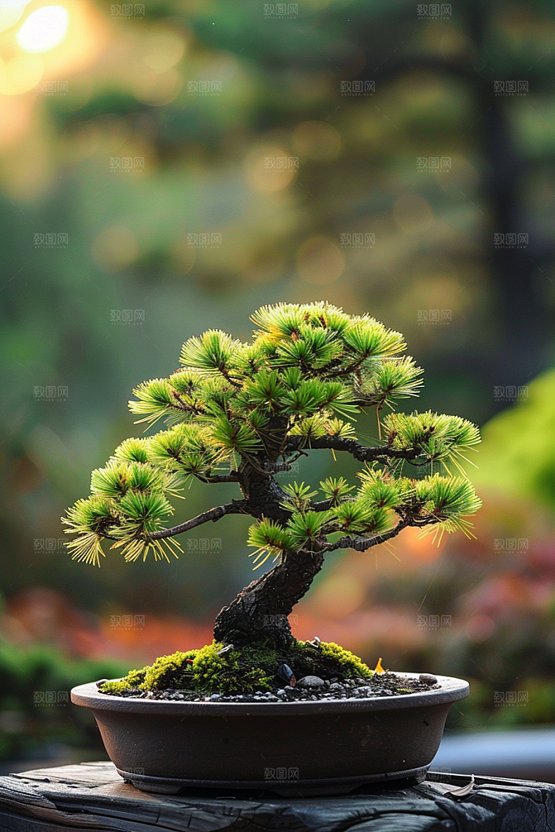 黑松盆景植物雅致摄影图