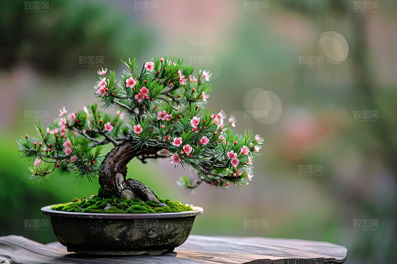 黑松盆景中式植物摄影图