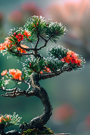 黑松盆景植物松树摄影图