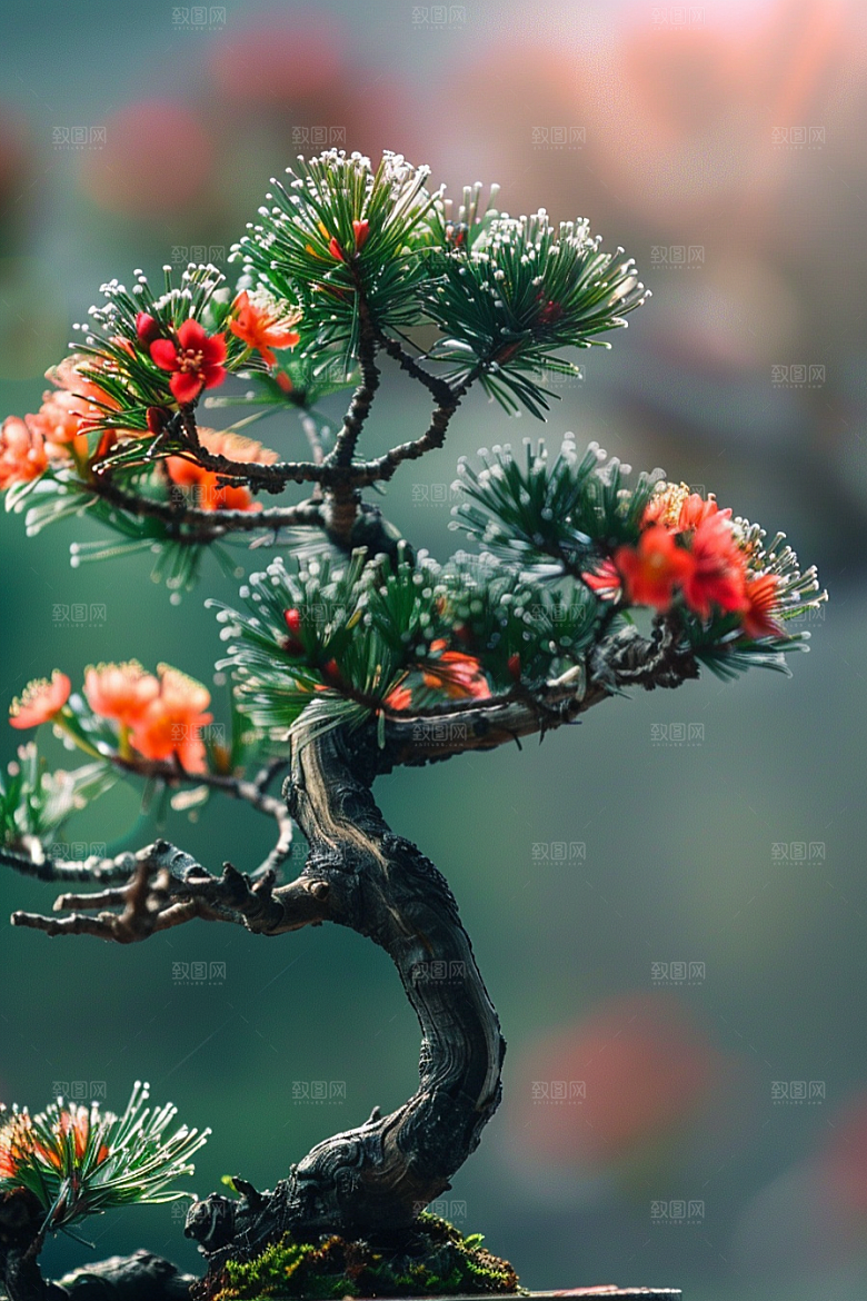 黑松盆景植物松树摄影图