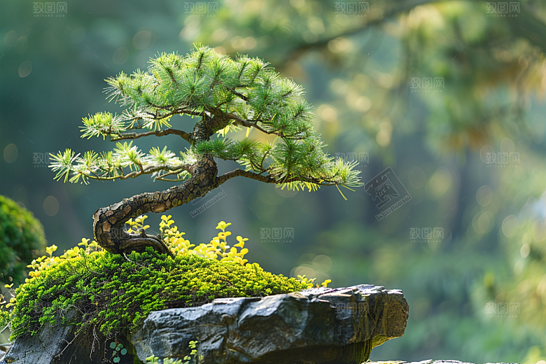 黑松盆景文化装饰摄影图