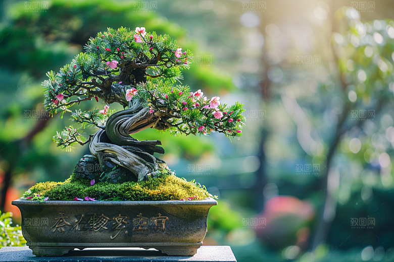 黑松盆景高雅装饰摄影图