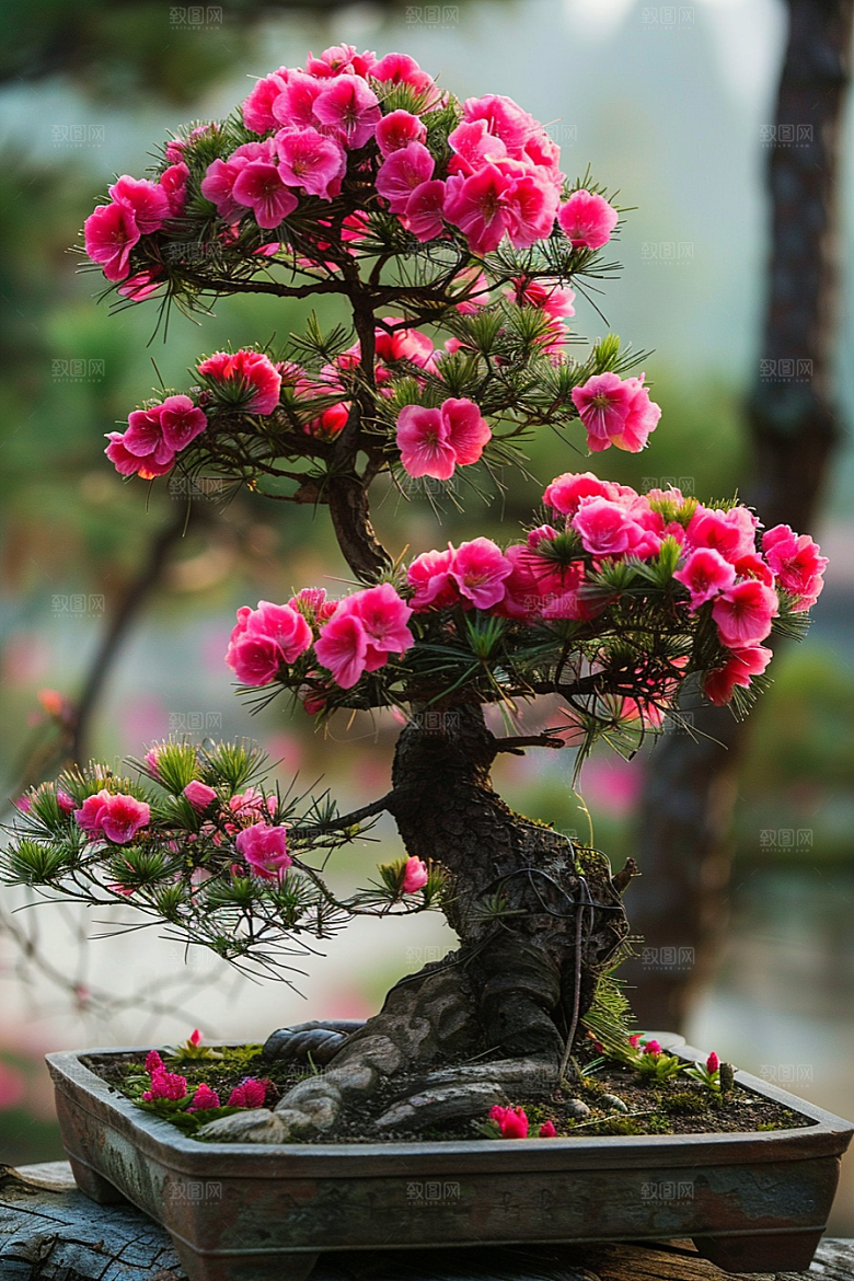 黑松盆景高雅植物摄影图