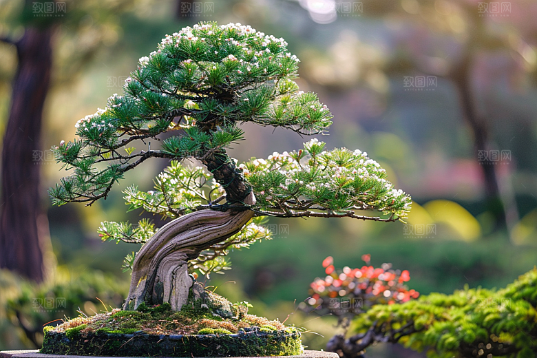 黑松盆景中国风植物摄影图