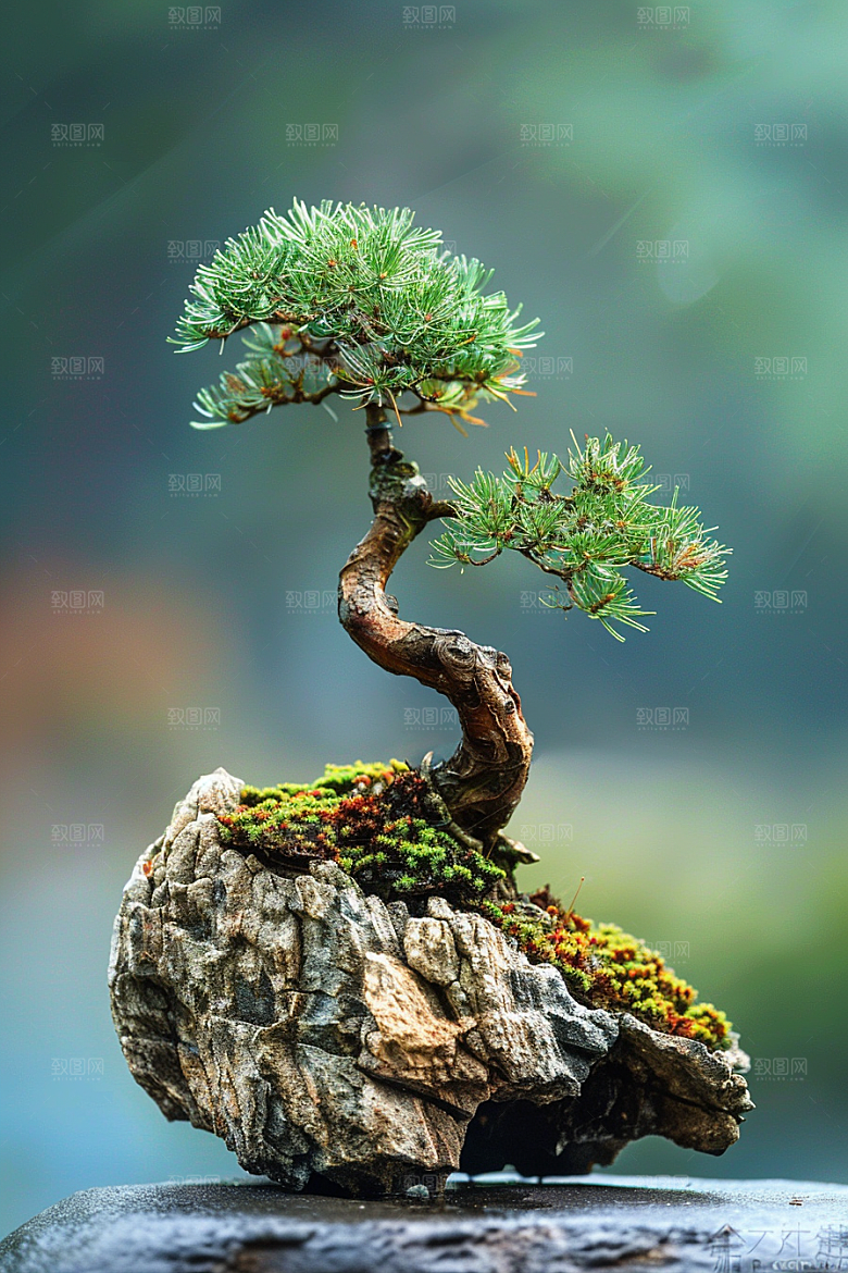 黑松盆景装饰庭院摄影图