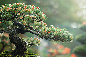 黑松盆景优雅松树摄影图