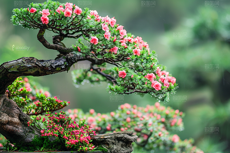 黑松盆景松树雅致摄影图