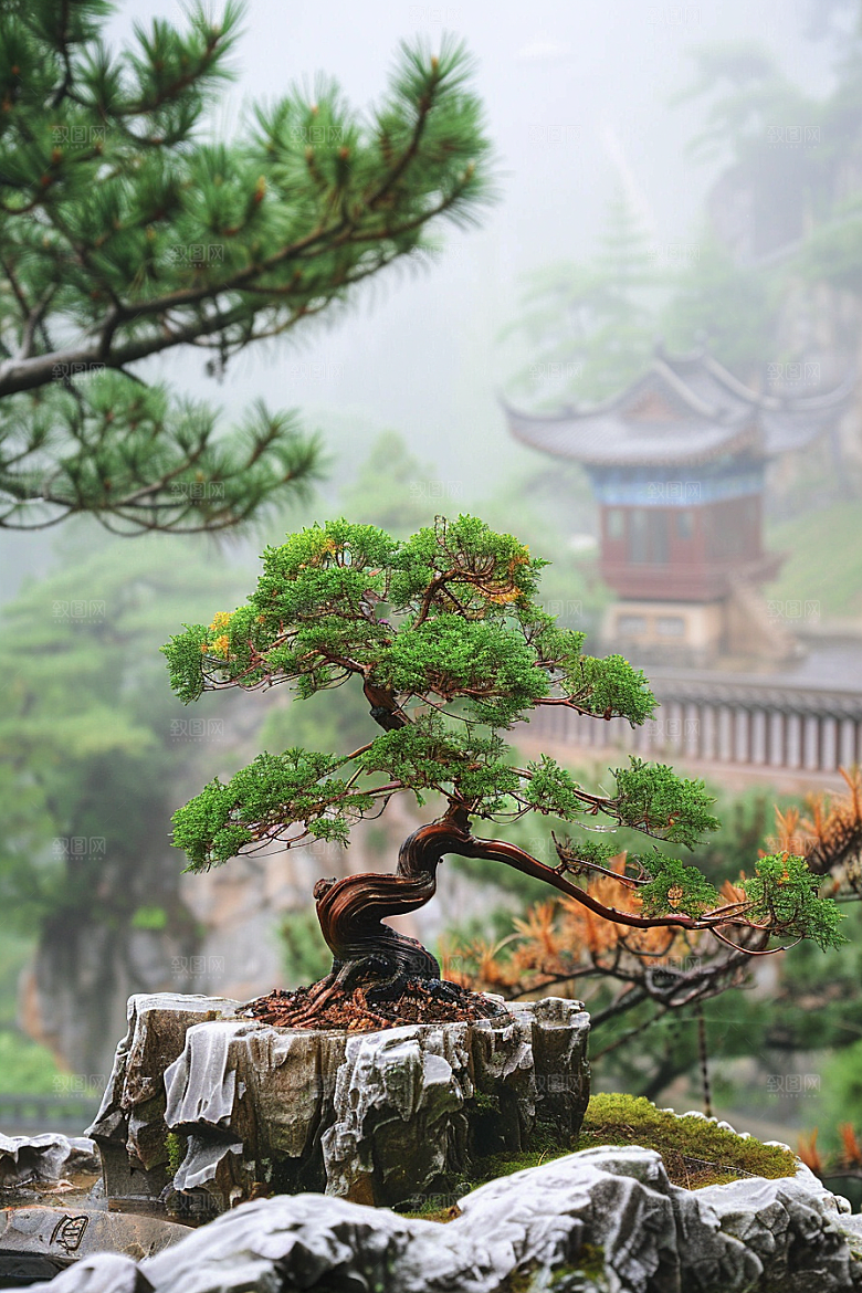 黑松盆景高清植物摄影图