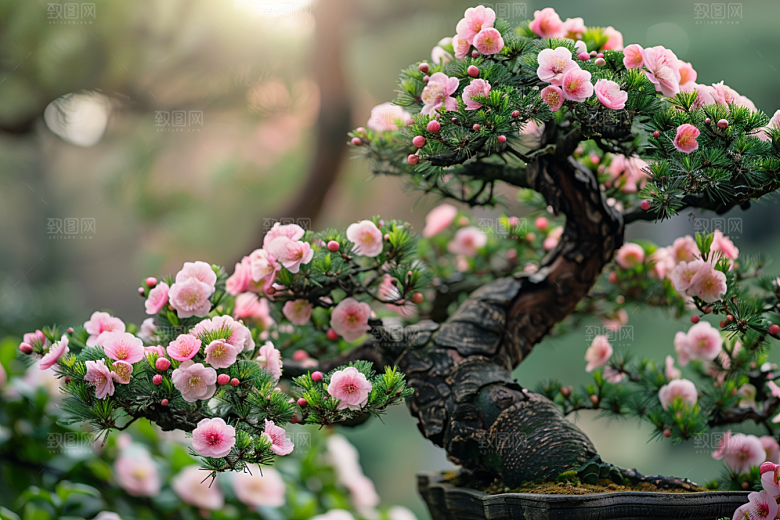 黑松盆景优雅松树摄影图