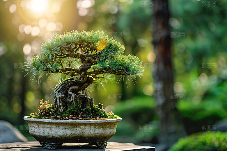 黑松盆景雅致装饰摄影图