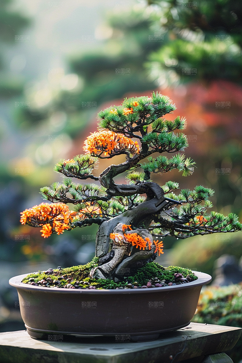 黑松盆景文化优雅摄影图