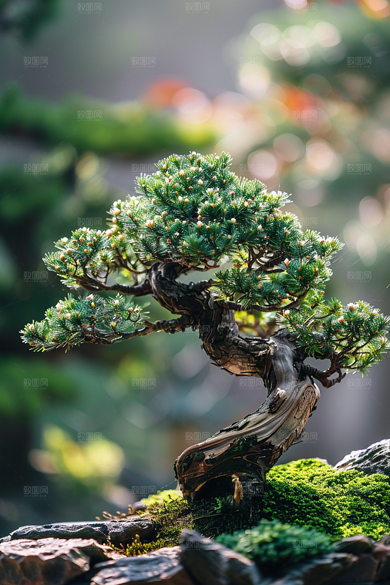 黑松盆景中式高雅摄影图