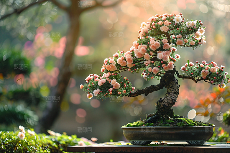 黑松盆景高清中式摄影图