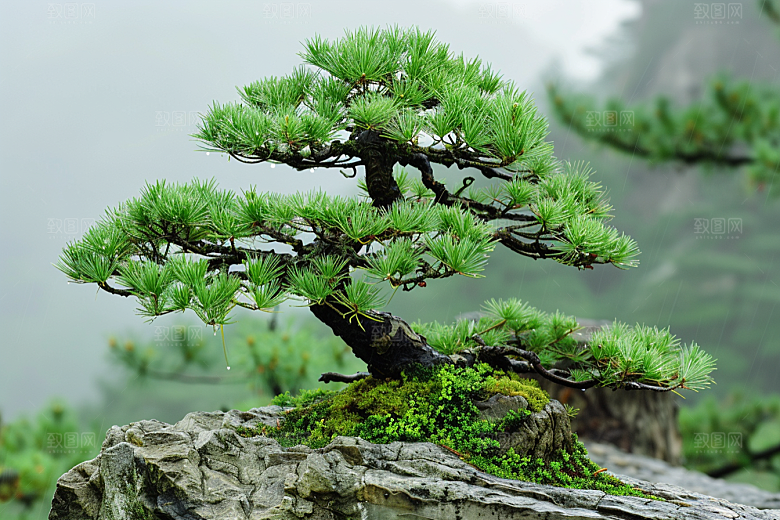 黑松盆景优雅松树摄影图