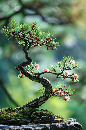 黑松盆景植物高清摄影图