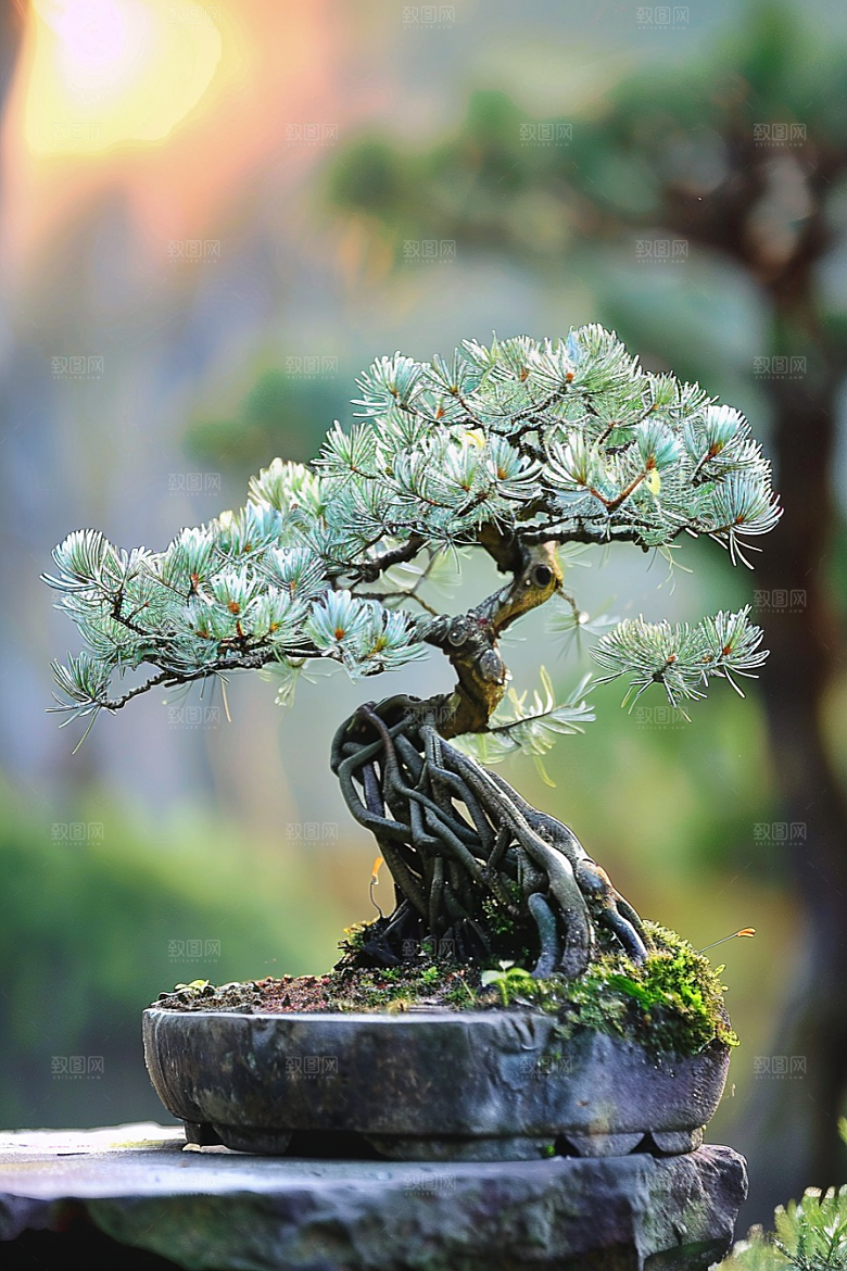 黑松盆景自然高雅摄影图