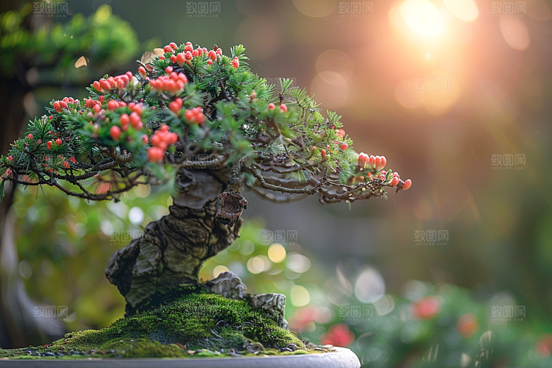 黑松盆景高清中式摄影图