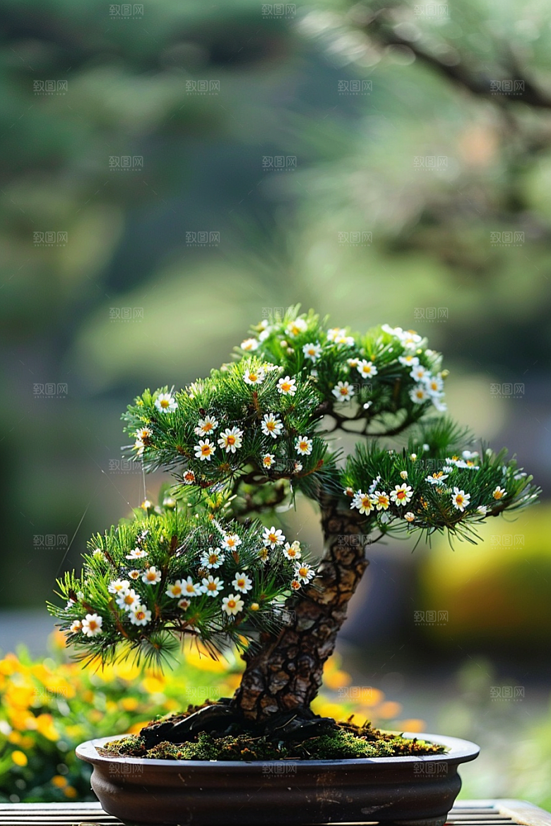 黑松盆景装饰文化摄影图
