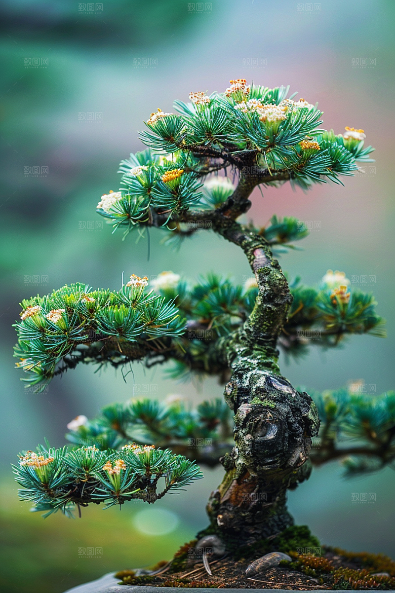 黑松盆景自然植物摄影图