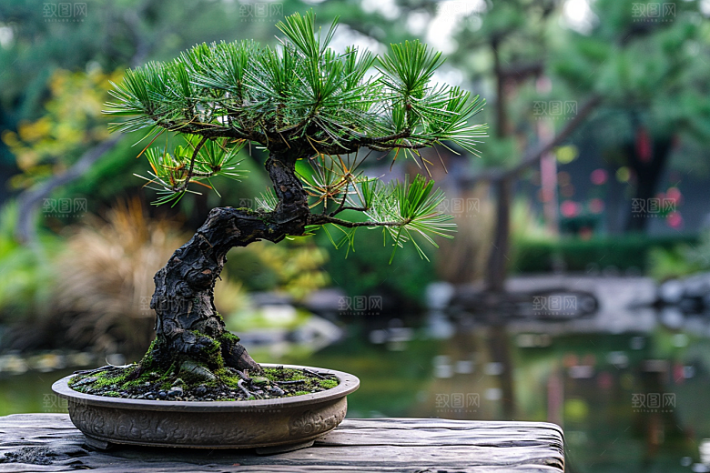 黑松盆景装饰高清摄影图