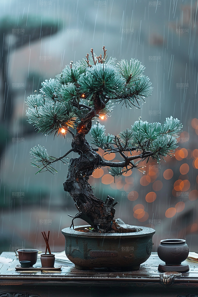 黑松盆景优雅高清摄影图